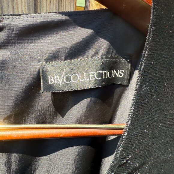 Vintage Dress 80s Black Velvet Gold Lame Fitted Formal Cocktail Sheath S - Picture 9 of 16